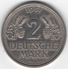 BRD 2 Mark 1951 J. "&Auml;hren" MzSt. Hamburg, Jaeger 386, kl. Kratzer, Randf., ss/vz