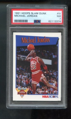 1991-92 Hoops Slam Dunk Champion #IV 4 Michael Jordan PSA 7 Graded Card 91-92