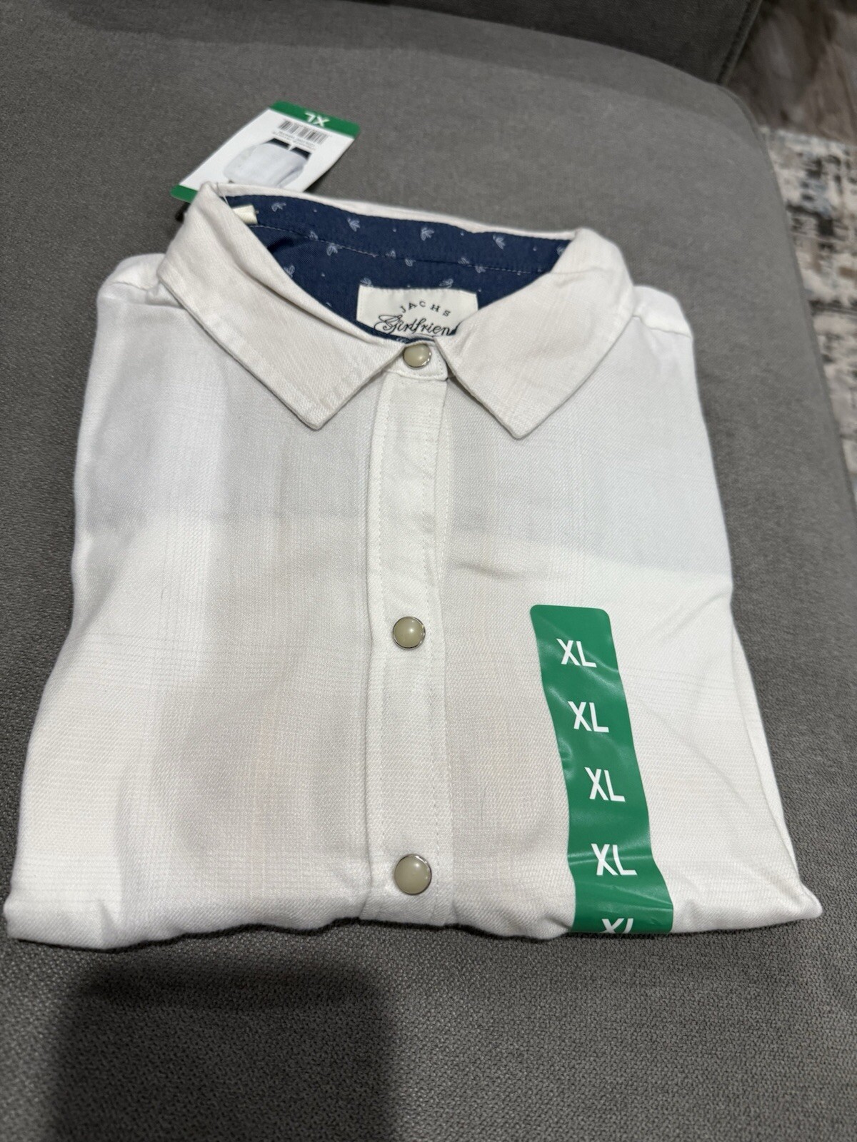 NEW Women's Jachs Girlfriend Super Soft Feel Flannel Shirt White Size XLarge