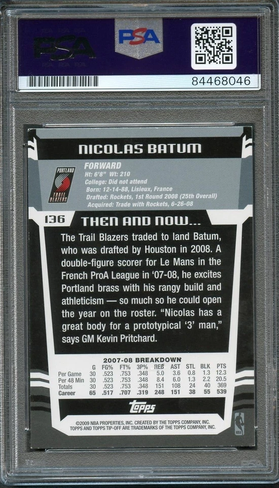 2008-09 Topps Tip-Off #136 Nicolas Batum Signed Rookie Card AUTO PSA Slabbed RC - Image 2 of 2