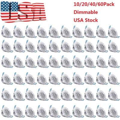 POCKETMAN 10-60PCS Dimmable LED Downlight 3W/5W Ceiling Light Spotlight Indoor Lighting