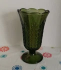 Vintage E.O.BRODY CO Large Green Glass Flower Vase 9"  Cleveland, Ohio exc cond