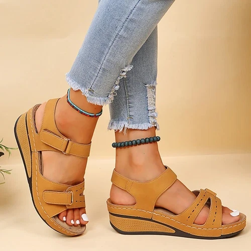 Damen-Sandalen Sommer orthopädische Keilabsatz Wandern Fersenriemen flach Freizeitschuhe Größe - Bild 16 von 21