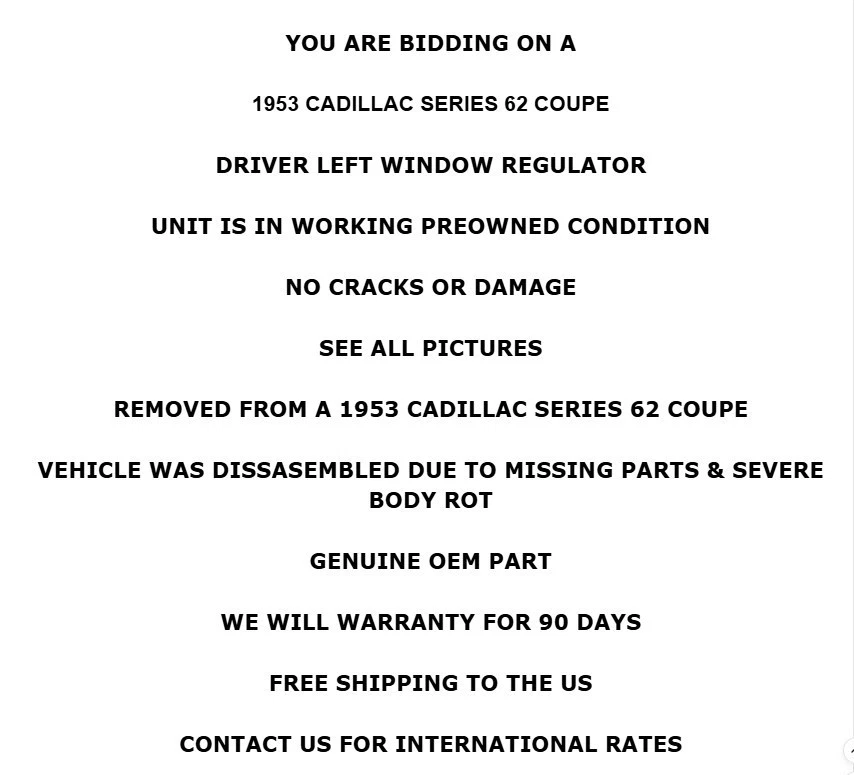 1953 Cadillac Series 62 Coupe Left Side Door Window Regualtor Mechanism OEM - Image 2 of 4
