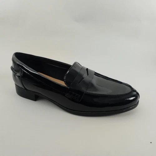 Scarpe Clarks mocassini donna 6 D nero vernice slip on lavoro eleganti casual