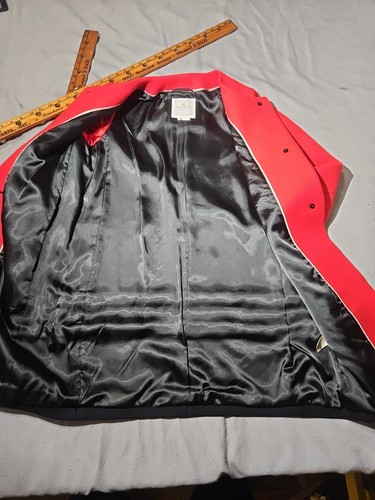 Chaqueta Kate Spade Mujer Talla 8 Rojo Agarrado Tricolor Lana Abrigo Botón Lujo  - Imagen 7 de 12