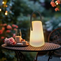 Led Tischlampe Konisch Warm Weiß - 20 Cm - Deko Garten Tisch Leuchte AußEn Timer