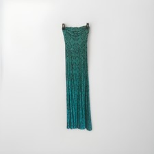 FOREVER 21 Green Black Geometric Strapless Maxi Dress Sleeveless Size S