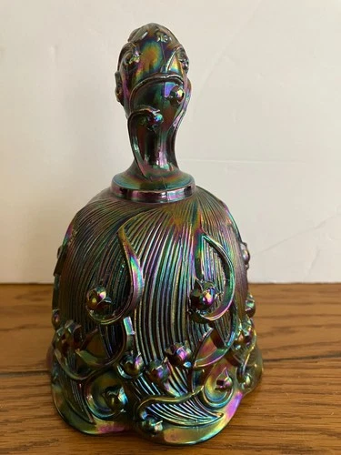 VTG 70's Fenton Amethyst Carnival Glass "Lily Of The Valley" Purple Glass Bell