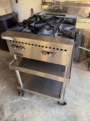 Vulcan 24'' Table Top 4 Burner Gas Hot Plate Range 100,000 BTU w/ Stainless Stand