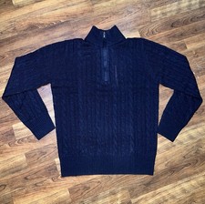 Loro Piana Men  s Baby Cashmere Navy Blue Sweater Size Large Quarter Zip