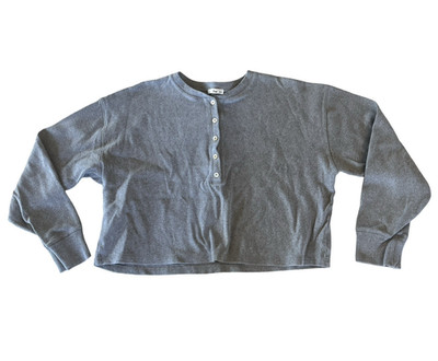 Wilfred Free Women's Size L Gray Henley Half Button Up Heavy Cotton Crop Capsule