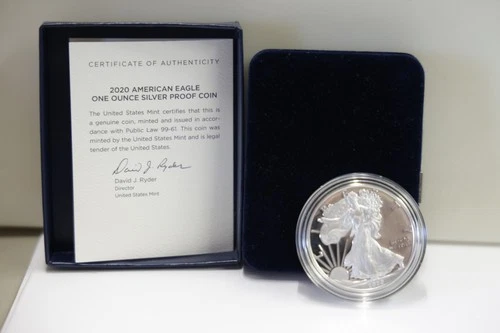 2020-S Proof American Silver Eagle Dollar 1 OZ OGP COA Box US Mint