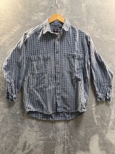 Vintage Levi s Blue Plaid Flannel Button Up Long Sleeve Shirt Size Medium