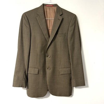 HART SCHAFFNER MARX Brown Tweed Houndstooth Wool Sports Coat Jacket Blazer 40R
