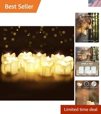 12Pcs Flameless Timer Tea Lights - Auto On/Off, Safe LED Candles Warm Glow