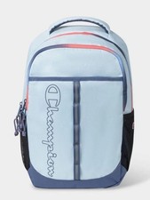 Champion Light Blue Backpack with Navy and Coral Accents