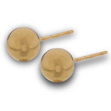 High Polish Gold Plated Plain Classic 7mm Ball Stud Round Stud Earrings