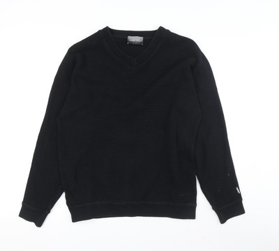 Carlo Colucci Herren Schwarz V-Ausschnitt Pullover Pulli Gr. 18