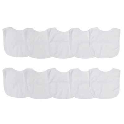 2-Ply Knit Terry Solid Color Feeder Bibs in White - 10 Count(Pack of 1)