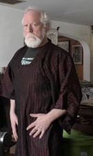 Japanese Vintage Silk Silk Kimono Michiyuki Jacket Maroon Red Stripe; used