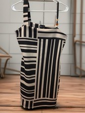 ASOS DESIGN Black & White Striped Bodycon Mini Dress Sleeveless Size M