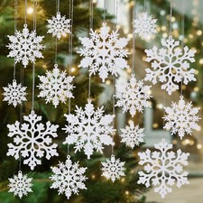 Shatterproof White Snowflake Ornaments for Christmas Tree Decor 36 Pack- Spar...