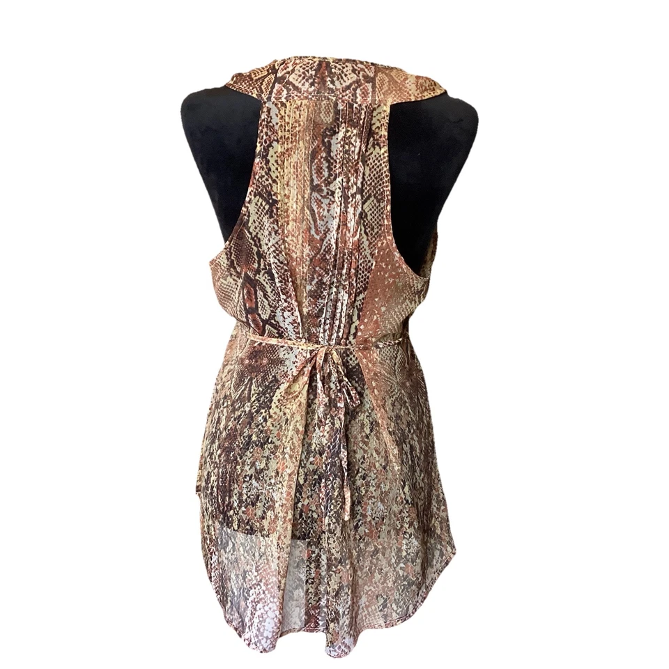 Camiseta sin mangas American Rag Cie 1984 piel de serpiente chifón palangre pintuck para mujer XL Foto 2 de 4