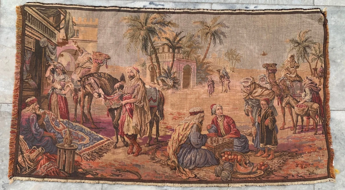 Magnifique Tenture Murale Tissée Middle Eastern – Décor Ethnique Vintage
