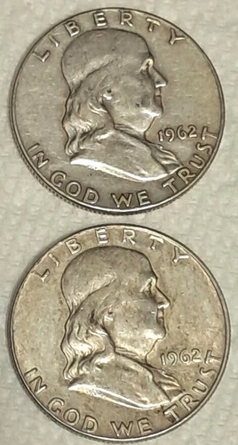 Two 1962 D Silver Franklin Half Dollars VF/XF  GORGEOUS!