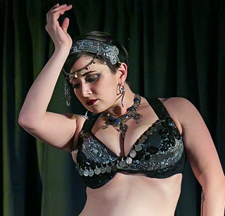 Tribal Fusion Bellydance Bra Handmade Silver Coin and Black 34 38 DD G L/XL