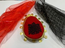 NEW ALBANIA HANDMADE FOLK HAT 2 HANDKERCHIEFS-EMBROIDERY-WOMEN GIRL ORNAMENT