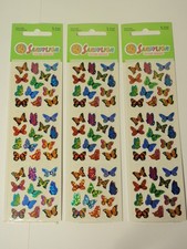 Lot 3 Vintage Sandylion Prismatic Mini Butterfly Stickers NIP