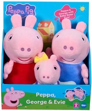 Peppa Pig 3 Pack Plush Toys – Peppa, George & Evie Soft Cuddly Stuffed Character
