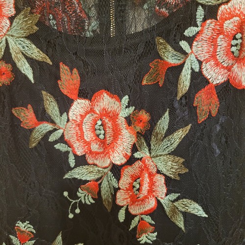 Calvin Klein Black Lace Embroidered Floral Midi Sheath Dress Size 14 - Picture 4 of 12