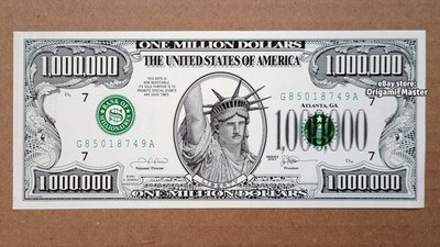 Statue Of Liberty Million Dollars Lot Of 2-1,000,000 Novelty Dollar Bills