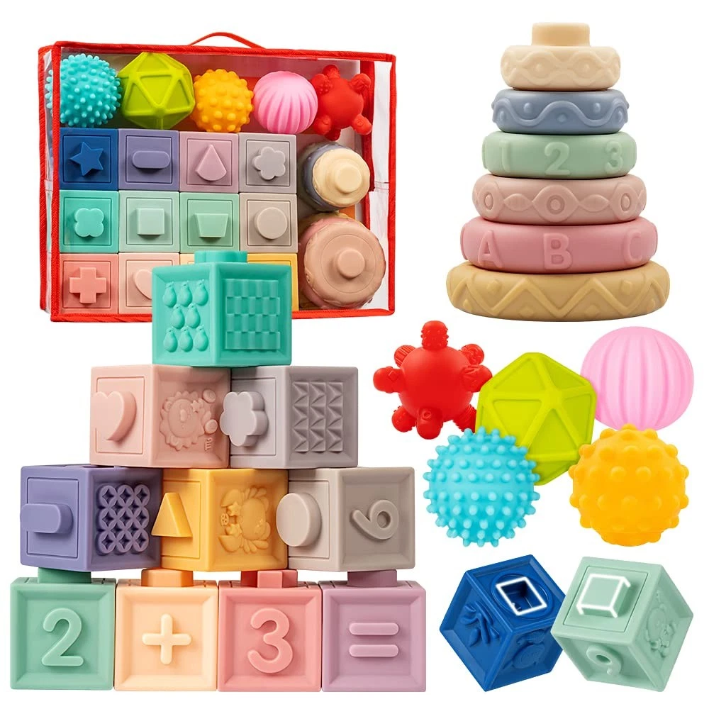 Jyusmile Baby Toys 6-12 Months, 12.8 X 8.9 X 3.07 inches, 23 Pcs Multicolors