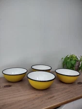 Huta Silesia Poland 1970s mid century modern enamelware size 16 bowl set of 4