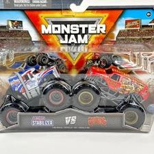 JESTER (RED) Monster Jam Vs Lucas Oil Stabilizer TWO PACK SET - Spin Master NIB