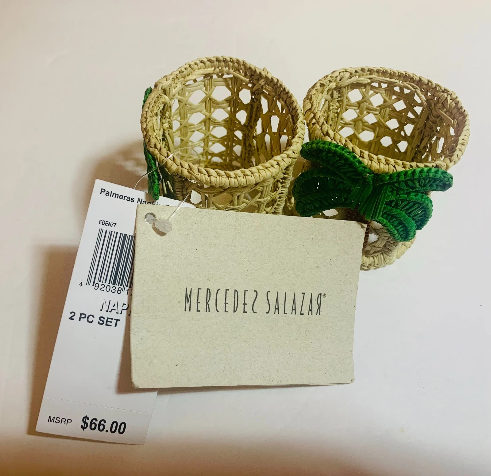 Mercedes Salazar Palmeras Raffia Napkin Rings Set of 2 - Thumbnail 2
