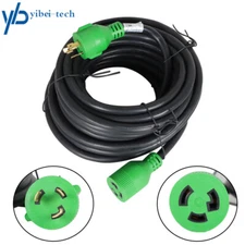 50FT 30Amp 3 Prong Generator RV Extension Power Cord L5-30P to L5-30R Twist Lock