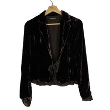 Mario Serrani Vintage Brown Velvet Tie Front Blazer Jacket 2