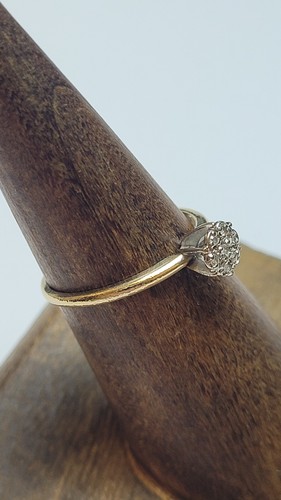 Vintage Girlande 14K Gelbgold 7 Diamanten Cluster Ring Größe 5,75 - Bild 3 von 6
