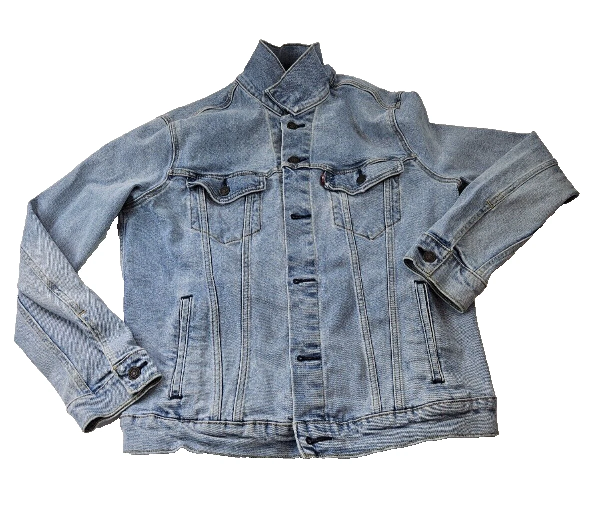 Levi's Denim Trucker Jacket Men L Blue Light Wash Button Unlined Pockets