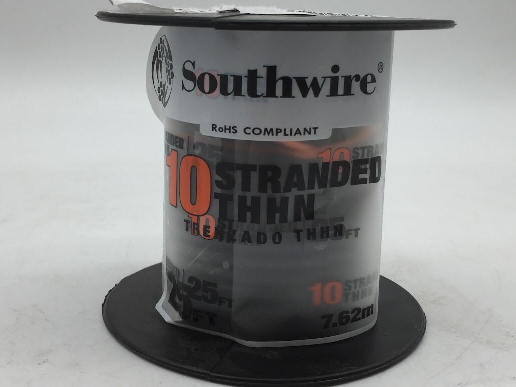 Southwire 25 ft. 10 Black Stranded CU THHN Wire