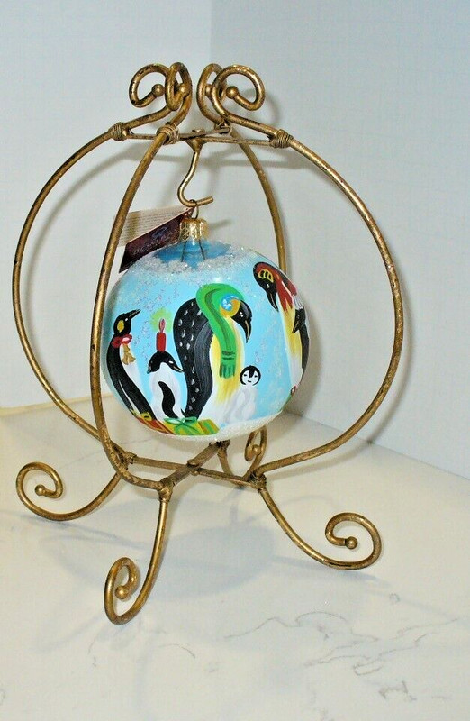 BOMBAY PENGUIN ORNAMENT  GERMANY HAND BLOWN GLASS  STAND UNIQUE COLLECTIBLE VTG