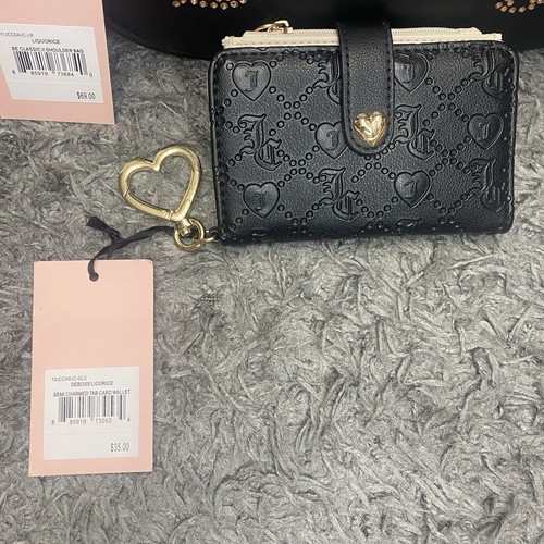 Juicy Couture Geldbörse + Kartenbörse Lot schwarz Glitzer Schultertasche Lakritz Neu mit Etikett - Bild 20 von 24