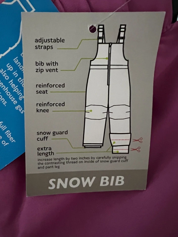 Baberos de nieve rosa Falls Creek para niños talla 2T - nuevos con etiquetas Foto 3 de 3