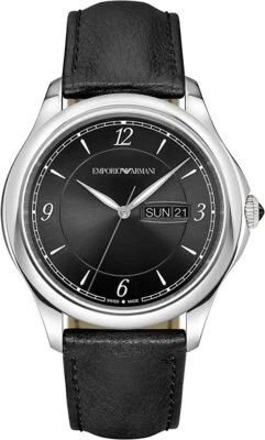 MONTRE Homme EMPORIO ARMANI SWISS MADE Bracelet Cuir Cadran Argent 495,00€ Neuve - Photo 1/4