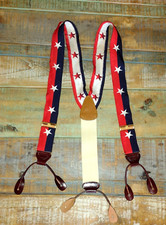 Men's Tommy Hilfiger Braces Suspenders Patriotic Stars  Stripes 4th of July EUC